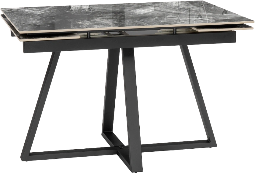 Кухонный стол раздвижной Силлем 120(180), керамика ,риальто серый темный, каркас черный