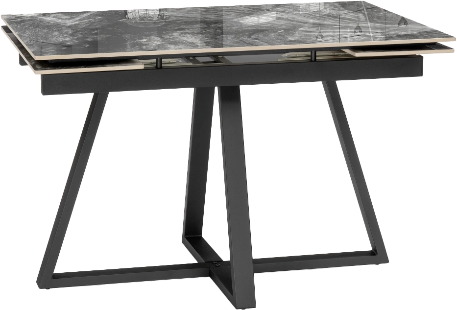Кухонный стол раздвижной Силлем 120(180), керамика ,риальто серый темный, каркас черный