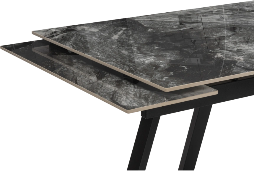 Кухонный стол раздвижной Силлем 120(180), керамика ,риальто серый темный, каркас черный