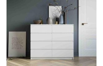 Комод Мадера, с восьмью ящиками, лдсп, белый