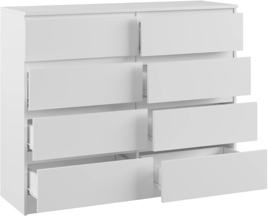 Комод Мадера, с восьмью ящиками, лдсп, белый