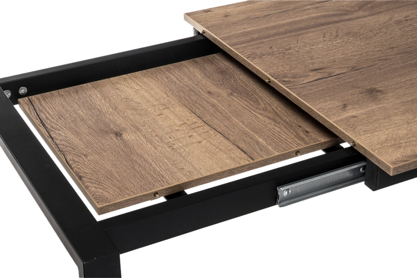 Кухонный стол раздвижной Центавр 120(160)x75, ЛДСП, дуб велингтон, каркас черный матовый