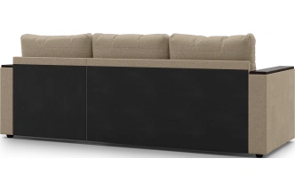 Диван угловой, Атлантик, модель 111, Savana Camel (бежевый) / ECOstile Chocolate / венге