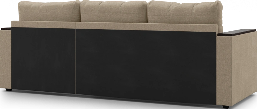 Диван угловой, Атлантик, модель 111, Savana Camel (бежевый) / ECOstile Chocolate / венге