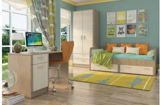 Шкаф Юта, двухдверный с ящиком, Крослайн карамель / Латте