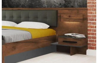 Тумба прикроватная Глазго, с ящиком, металл бруклин / таксония