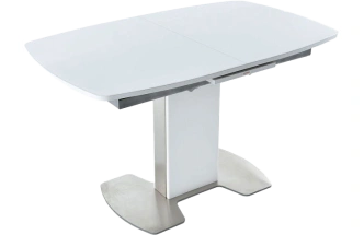 Кухонный стол Санторини, белый, стекло Opti, каркас белый