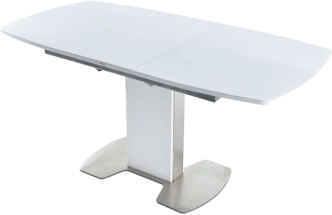 Кухонный стол Санторини, белый, стекло Opti, каркас белый