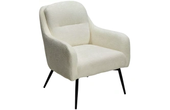 Стул-кресло Argos, 3018-01 белый, шенилл, черный каркас