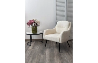 Стул-кресло Argos, 3018-01 белый, шенилл, черный каркас