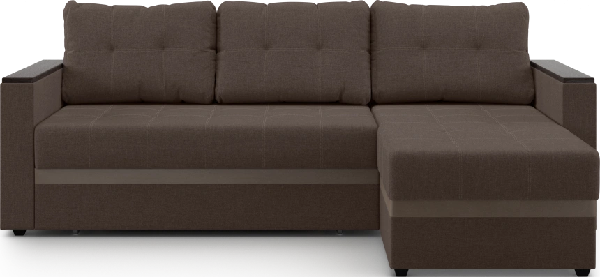 Диван угловой, Атлантик, модель 111, Savana Chocolate (коричневый) / ECOstile Chocolate / венге
