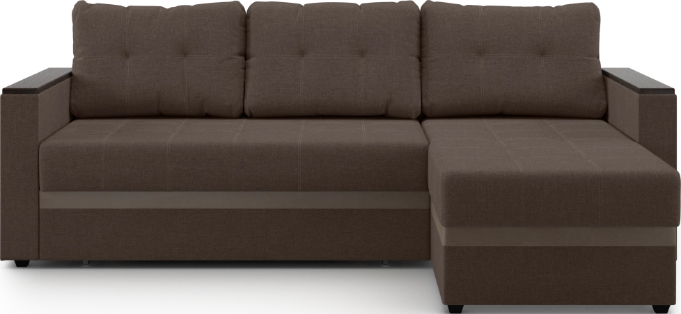 Диван угловой, Атлантик, модель 111, Savana Chocolate (коричневый) / ECOstile Chocolate / венге