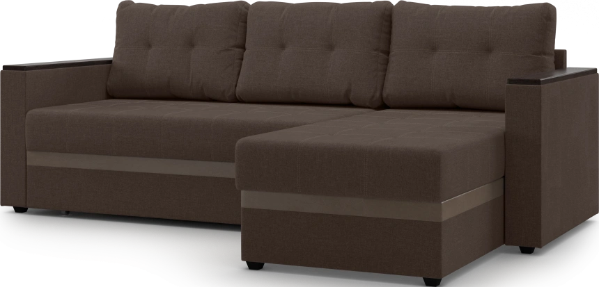 Диван угловой, Атлантик, модель 111, Savana Chocolate (коричневый) / ECOstile Chocolate / венге