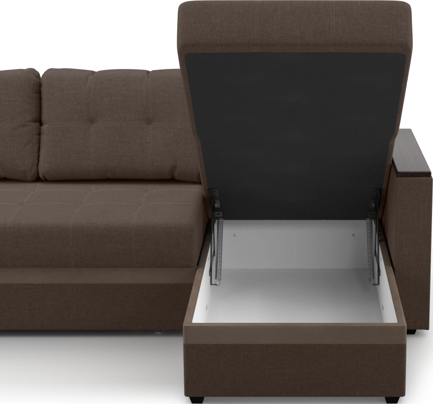 Диван угловой, Атлантик, модель 111, Savana Chocolate (коричневый) / ECOstile Chocolate / венге