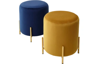 Пуф Rice, Bluvel-86 navy blue / gold