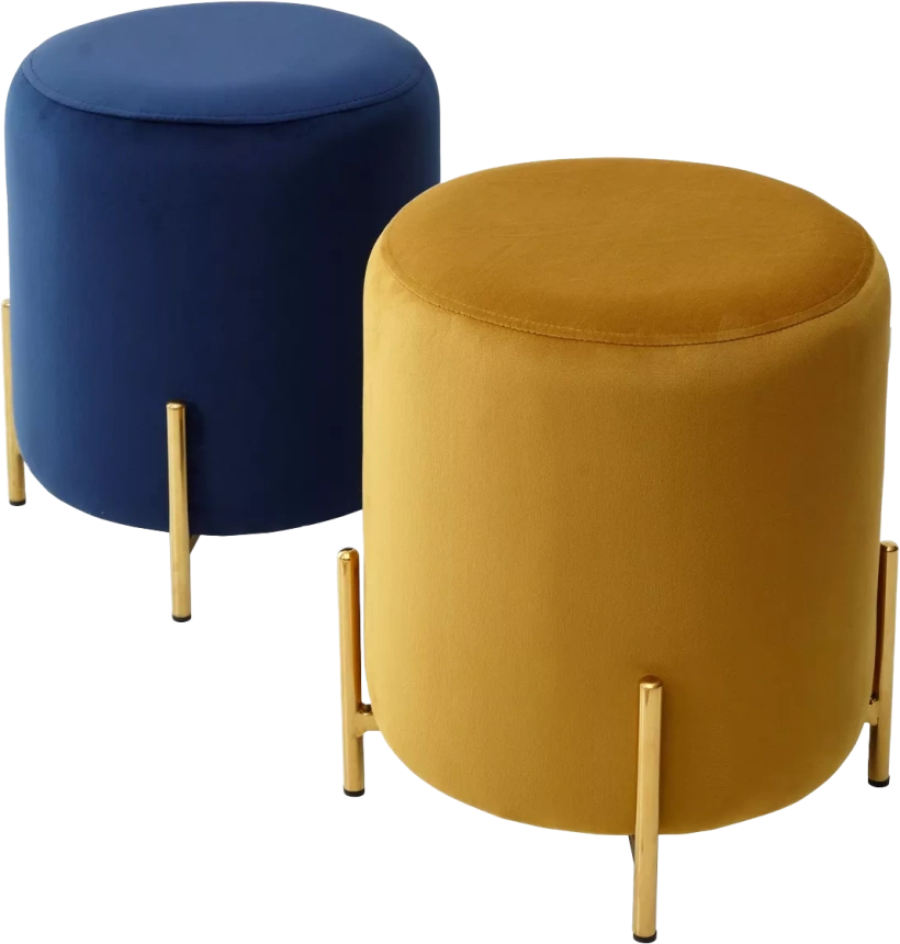 Пуф Rice, Bluvel-86 navy blue / gold