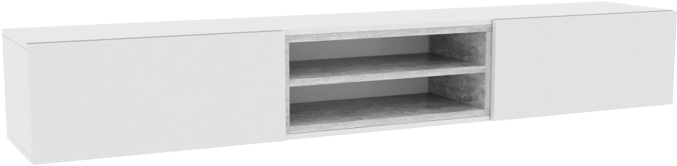 Тумба под ТВ Лонгфорд, с двумя ящиками и полками, белый / бетон светлый