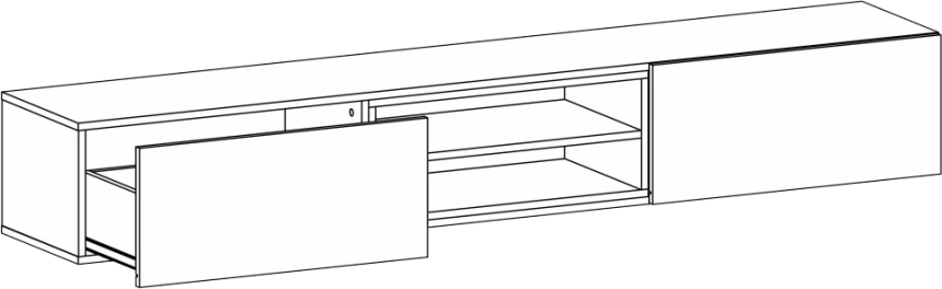 Тумба под ТВ Лонгфорд, с двумя ящиками и полками, белый / бетон светлый