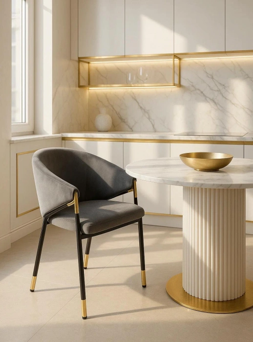 Стул Molton, мягкий, серый / чёрный / золотой