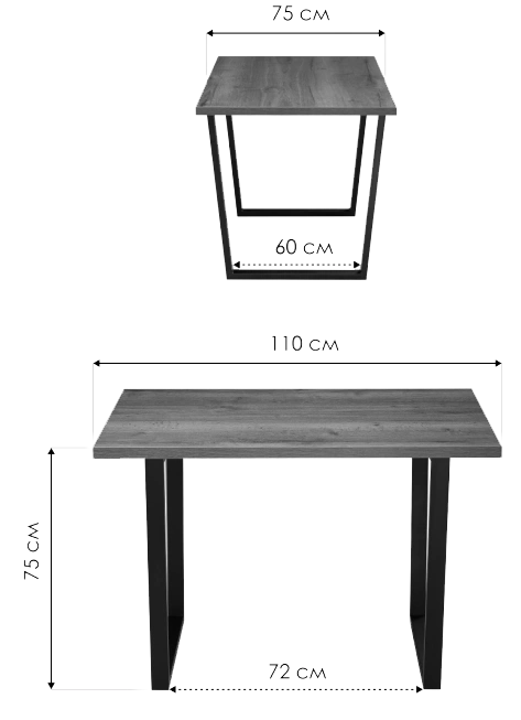 Кухонный стол Эльпатия, 110x75, ЛДСП, дуб рошелье, каркас черный матовый