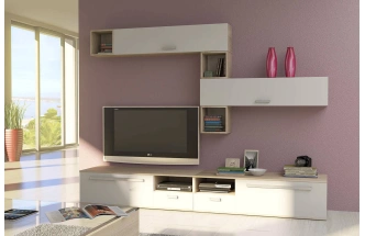 Тумба под ТВ Рио, Дуб сонома/Белый глянец