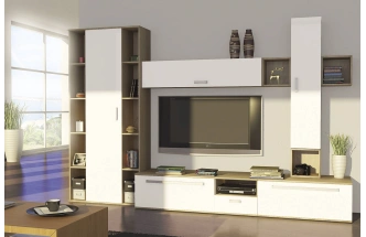 Тумба под ТВ Рио, Дуб сонома/Белый глянец