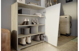 Тумба для обуви Одри, 80x94x33.3, Дуб крафт/Белый