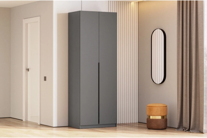 Шкаф двухстворчатый Даиго, графит серый