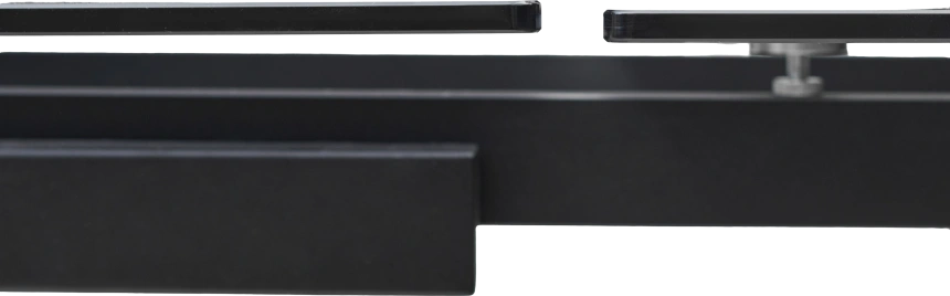 Кухонный стол раздвижной Adria 160, Smoked Black Glass Дымчато-черное стелко, черный каркас