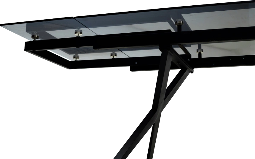 Кухонный стол раздвижной Adria 160, Smoked Black Glass Дымчато-черное стелко, черный каркас