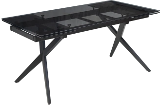 Кухонный стол раздвижной Adria 160, Smoked Black Glass Дымчато-черное стелко, черный каркас
