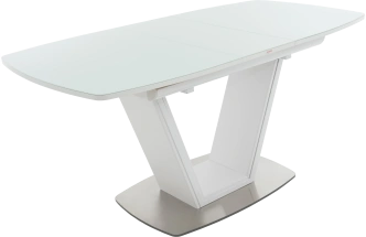 Кухонный стол Севилья, белый, ПМ стекло Opti, каркас белый