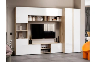 Стеллаж Алетра, ПО-500, дуб крафт серый / глянец белый