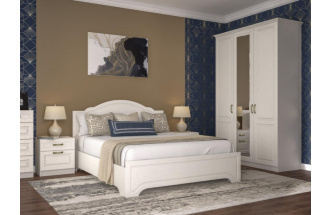 Шкаф трехдверный Ливерпуль, распашной для одежды с зеркалом, белый / ясень ваниль