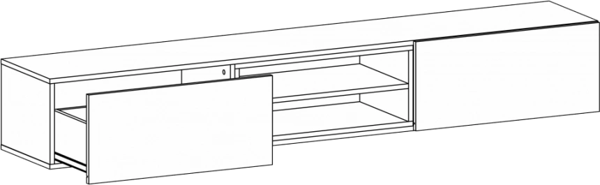 Тумба под ТВ Лонгфорд, с двумя ящиками и полками, белый / дуб вотан