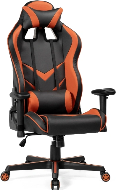 Компьютерное кресло Racer, игровое, черное / оранжевое