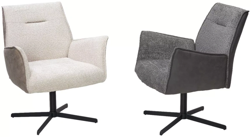 Стул-кресло Belfast, поворотное, XD841-02 бежевый, букле, GINO-101 бежевый, ткань, черный