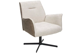 Стул-кресло Belfast, поворотное, XD841-02 бежевый, букле, GINO-101 бежевый, ткань, черный