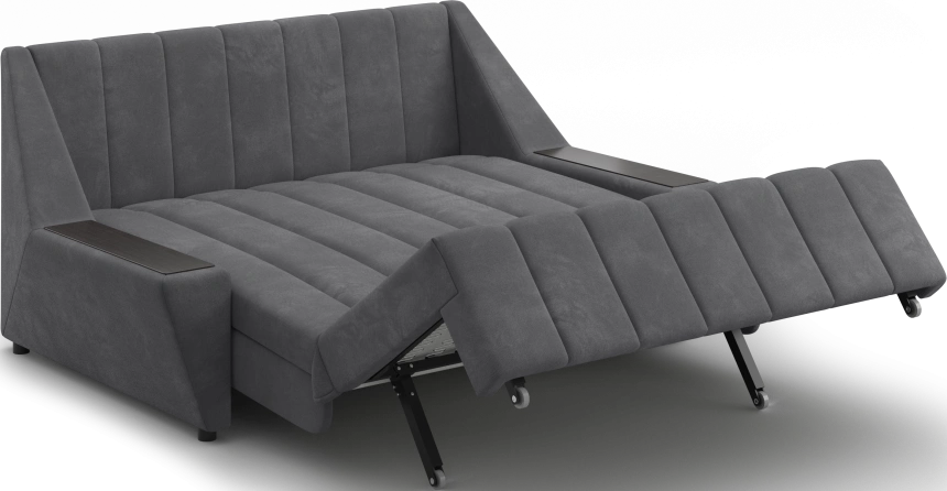 Диван прямой Канзас 140, модель 065, Maxx 965 (темно-серый) / венге