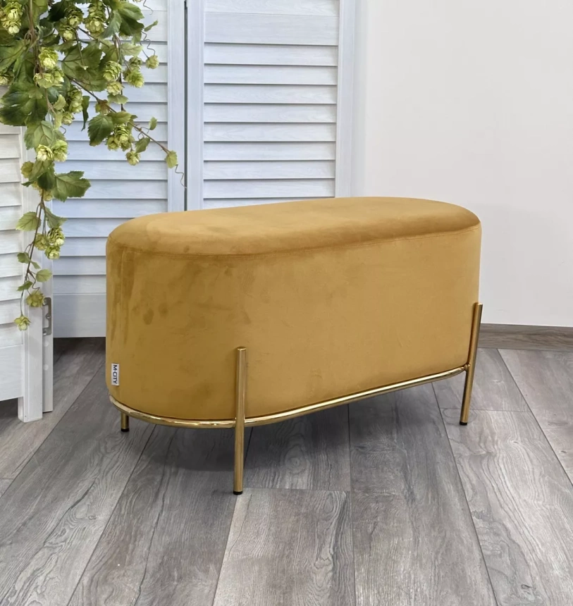 Пуф Zen, Bluvel-68 желтый, велюр / золотой каркас