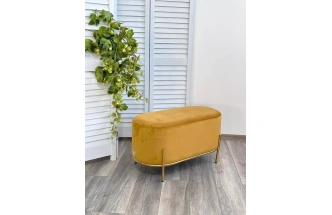 Пуф Zen, Bluvel-68 желтый, велюр / золотой каркас