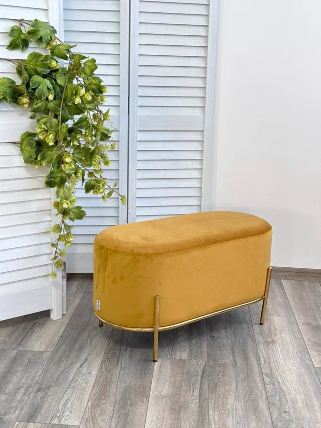 Пуф Zen, Bluvel-68 желтый, велюр / золотой каркас