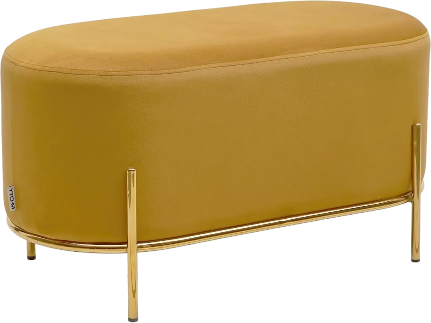 Пуф Zen, Bluvel-68 желтый, велюр / золотой каркас