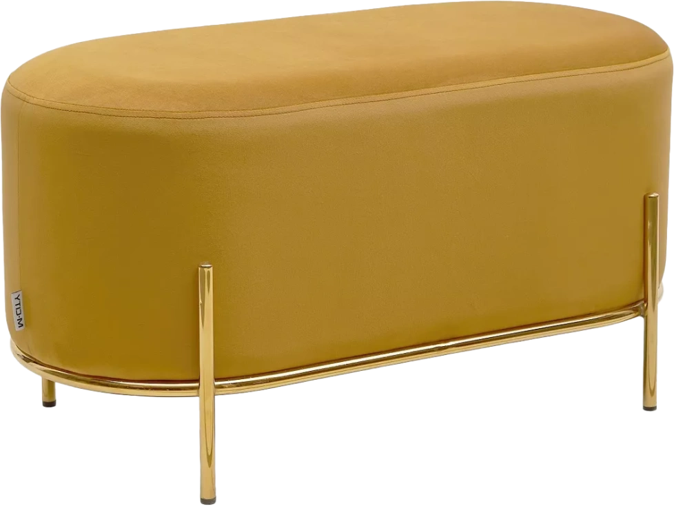 Пуф Zen, Bluvel-68 желтый, велюр / золотой каркас