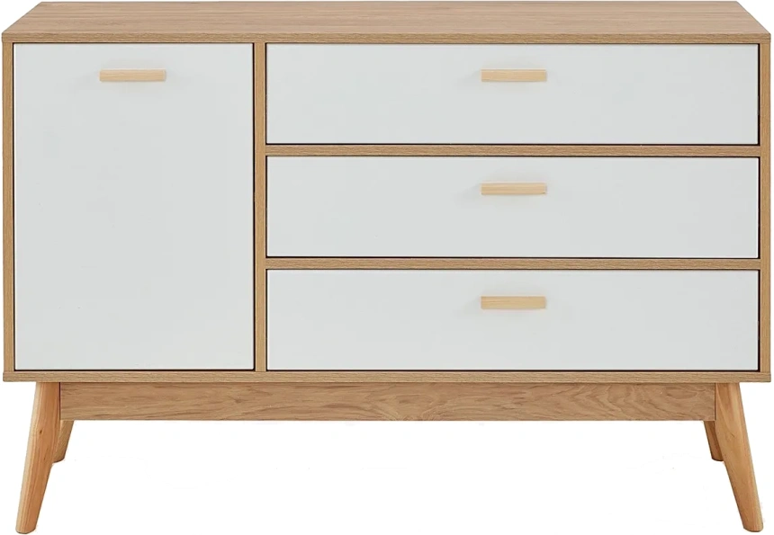 Комод 1200 Калгари, широкий, дуб светлый / белый матовый