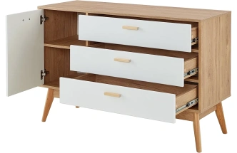 Комод 1200 Калгари, широкий, дуб светлый / белый матовый