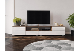 Тумба под ТВ Маллоу, дуб вотан / белый глянец
