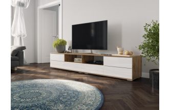 Тумба под ТВ Маллоу, дуб вотан / белый глянец