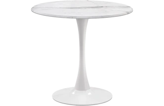 Кухонный стол Тулип, 80x73, МДФ, мрамор белый, каркас белый