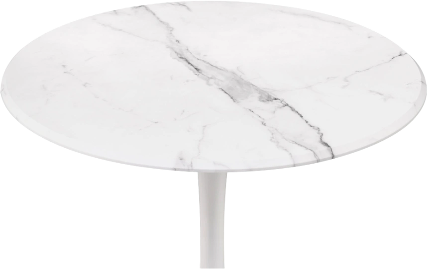 Кухонный стол Тулип, 80x73, МДФ, мрамор белый, каркас белый